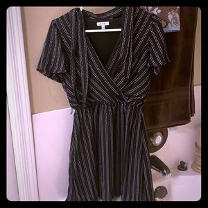 Short striped dress with waist belt